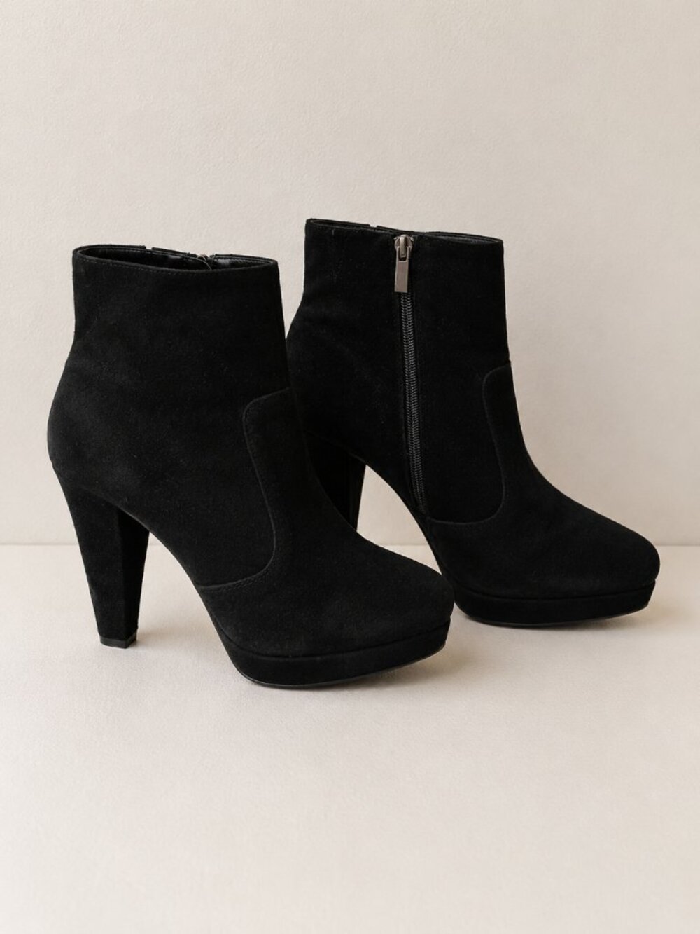 Steve Madden Rancee Black Suede Platform Ankle Boots Block Heel Size 10
